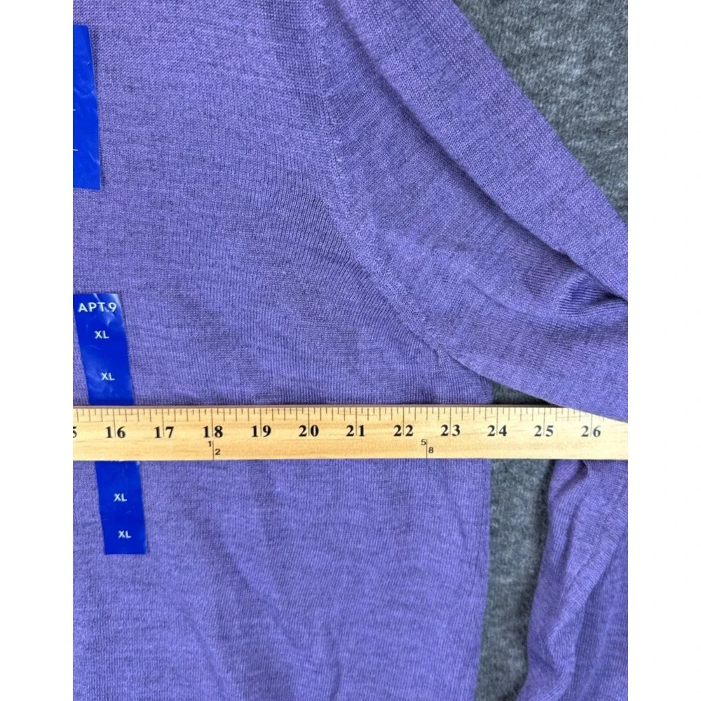 NWT Apt 9 V-Neck Seriously Soft Merino Wool Blend Sweater Mens XL Purple Hipster